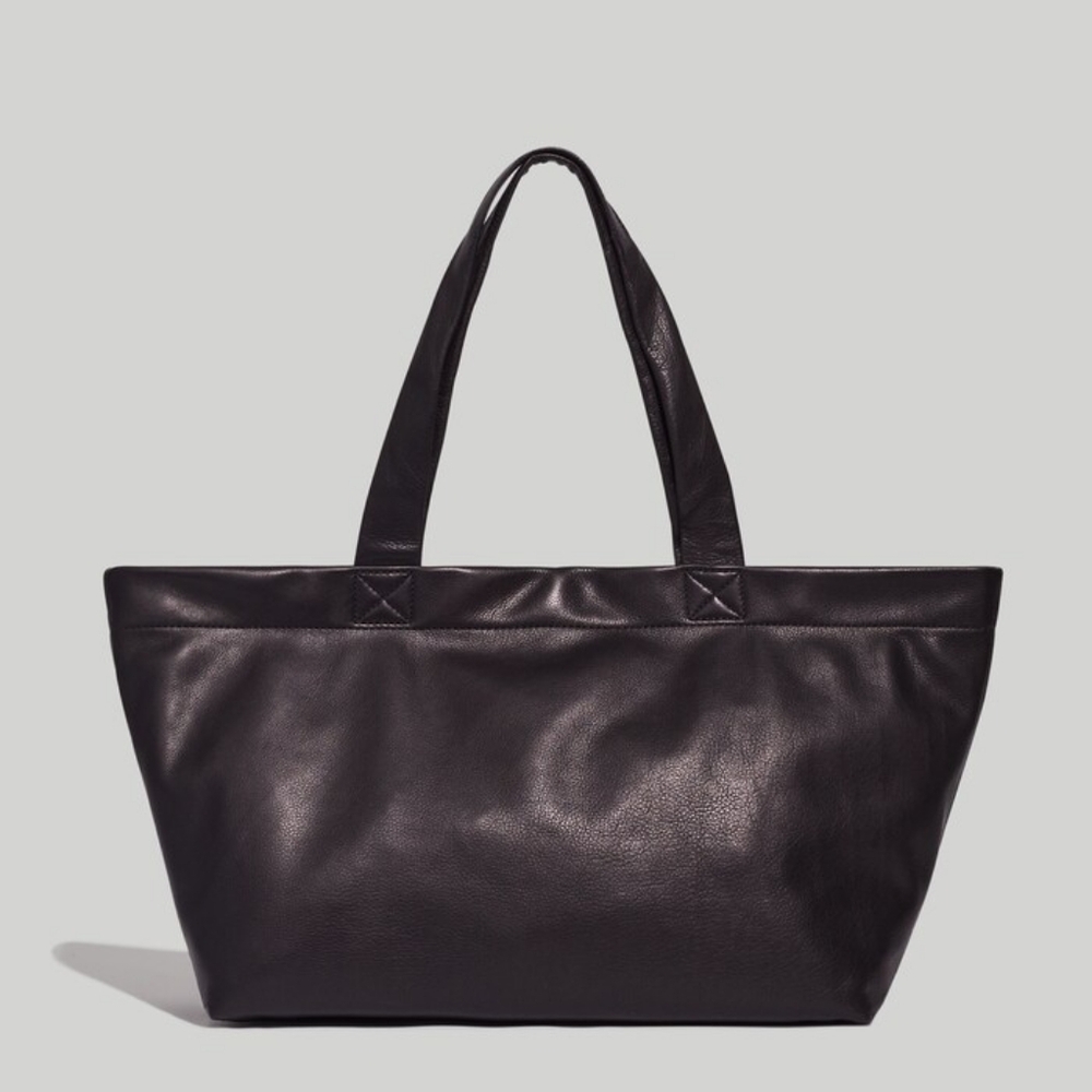 Madewell Oversized Piazza Tote Bag in Black Leather